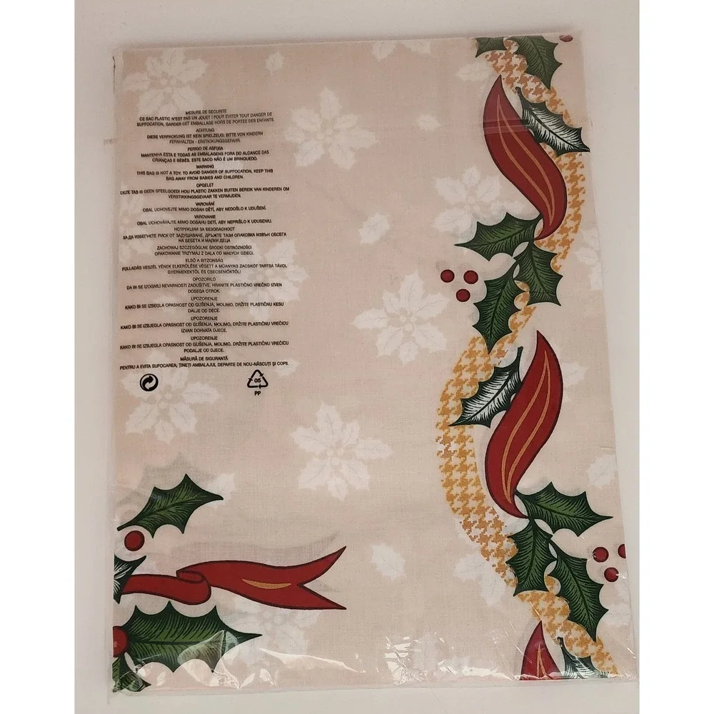 Felular Christmas Tablecloth Set 6 Napkins Cream Holly Berry 63x79 NEW Portugal